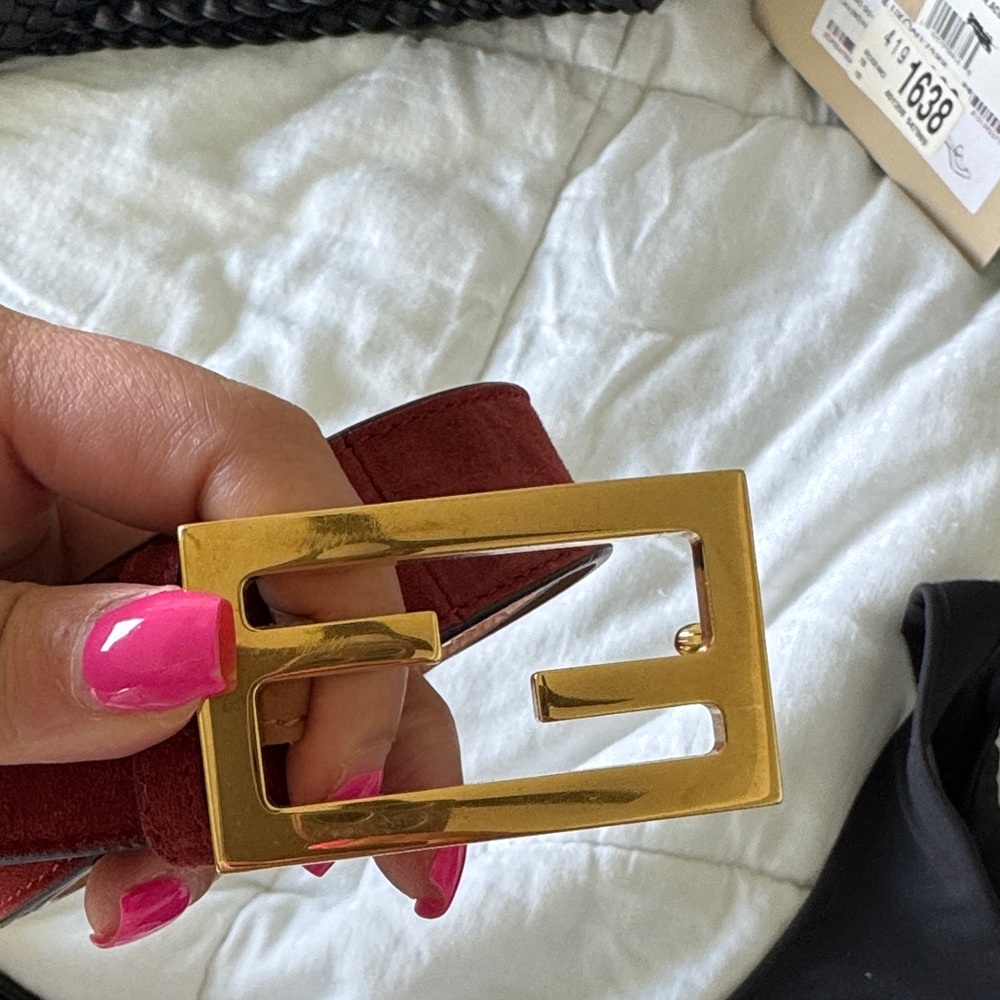 Fendi Gold Buckle Red Belt